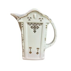 Antique Ironstone Creamer Pitcher Art Deco Handpainted